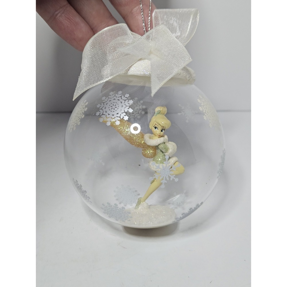 Disney Tinker Bell Masterpiece Peter Pan Glass Ball Christmas Ornament Snow 2005
